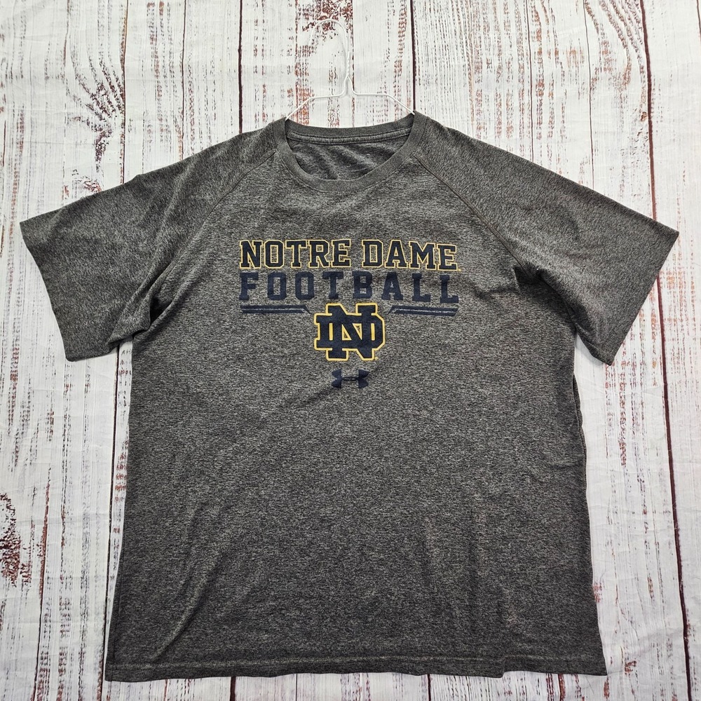 Notre Dame Football Under Armour Gray Short Sleeve Performance T-Shirt Women's L